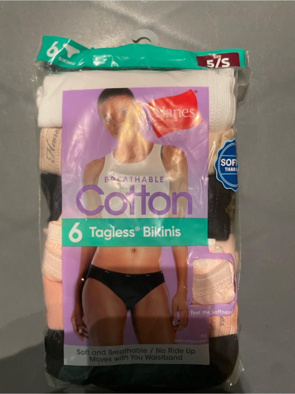 Hanes Women's Cotton Bikini Underwear, Cool Comfort, 6-Pack Assorted Basics 5